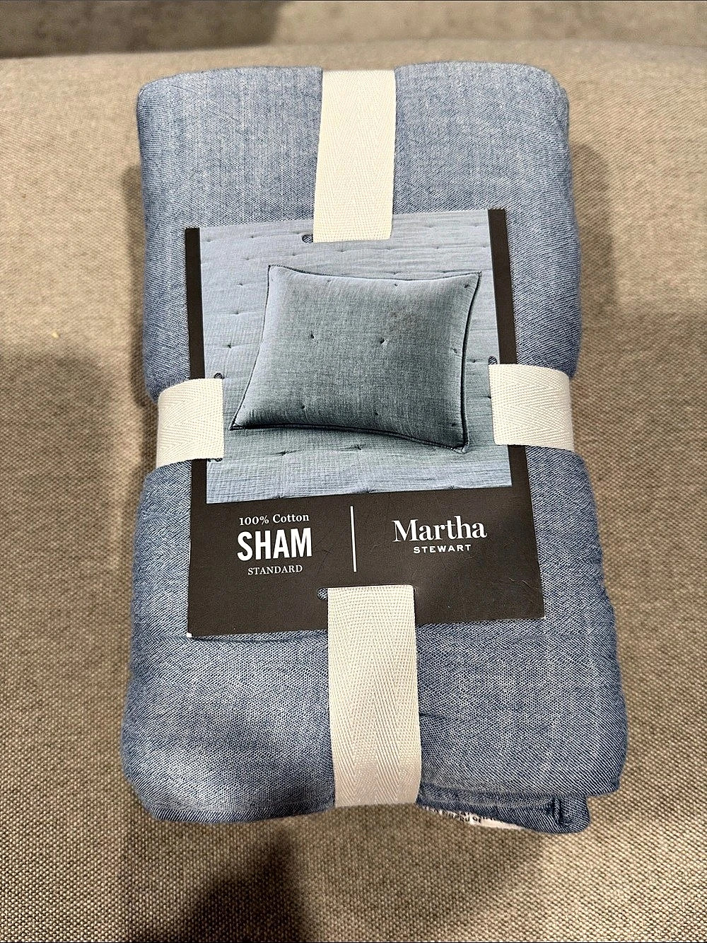 Martha Stewart Tufted Chambray Standard Sham Chambray Standard Sham Blue NWT